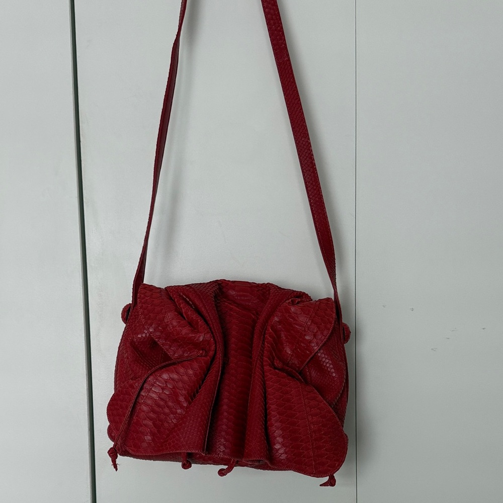 Carlos Falchi Red Python Shoulder Bag - image 2